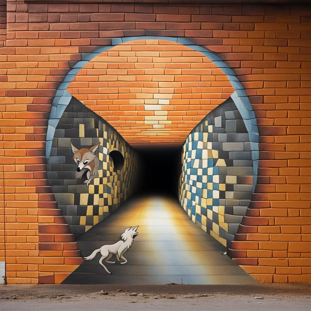Wile E. Coyote Tunnel Optical Illusion Street Art