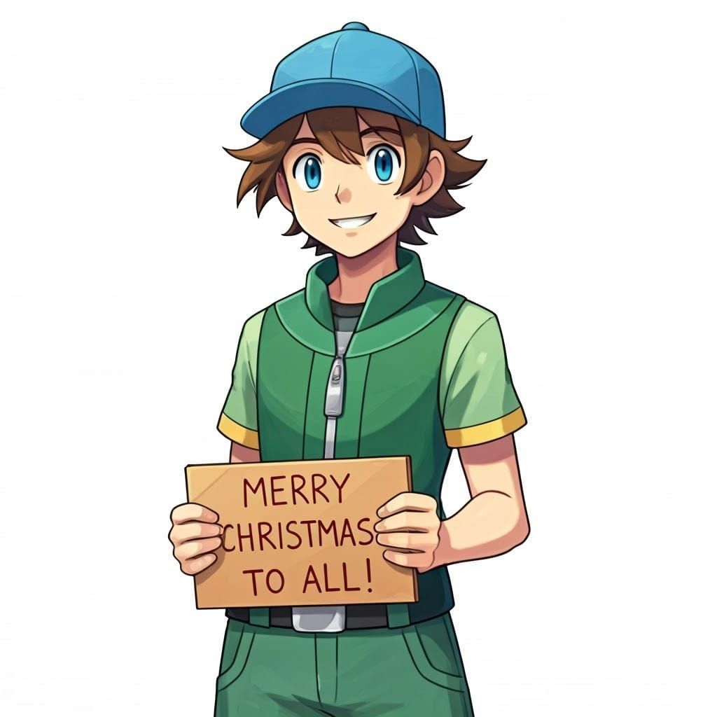 Merry Christmas Pokémon Trainer Ritchie in Vibrant Holiday S...