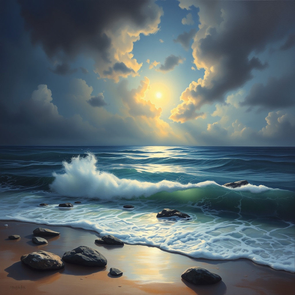 Ethereal Shoreline Oil Painting by James Gurney