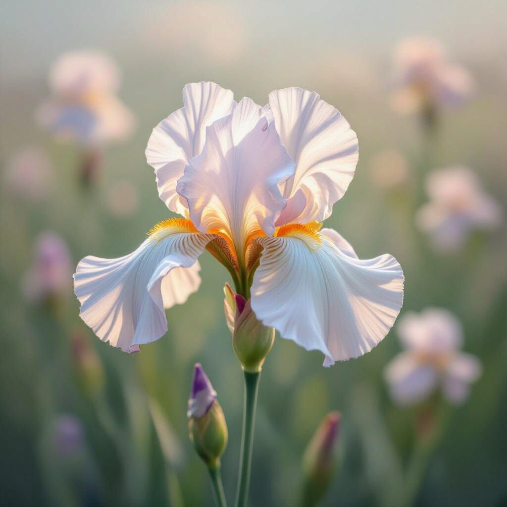 Delicate Iris Flower in Impressionist Style