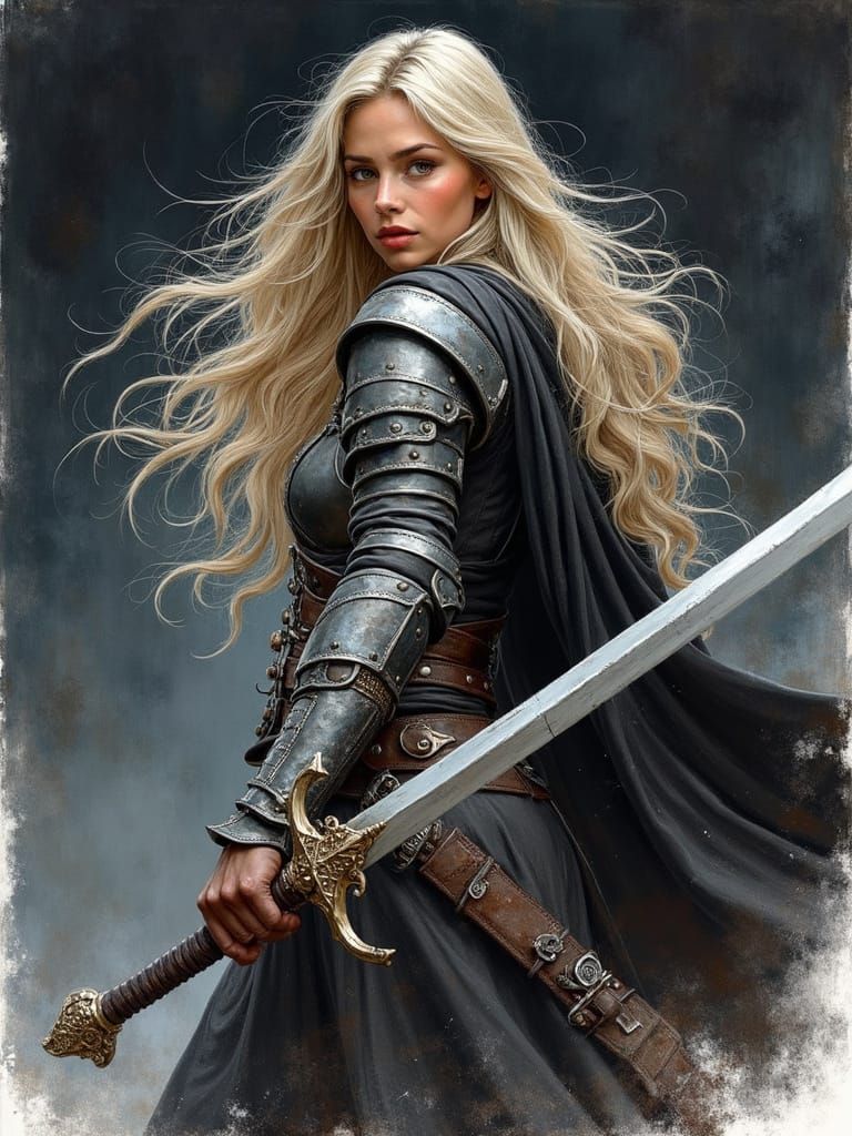 Guerrières de Lorélia in Hyper Detailed Ink and Pencil Style