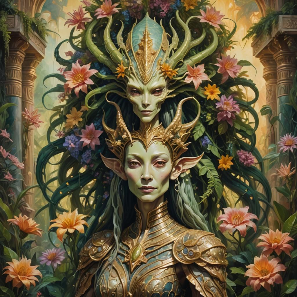 Alien Queen Portrait in Surrealist Style