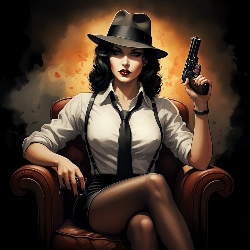 Noir Goddess Sits in Shadows, a Dark and Mysterious Figure