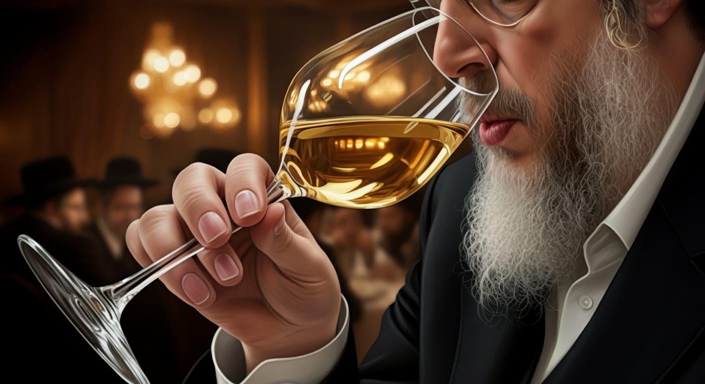 Realistic Comic-Style Wine Connoisseur in Extreme Close-Up