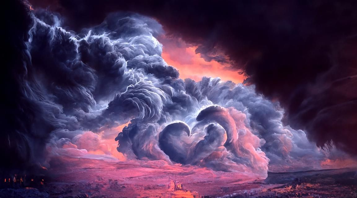 Storm's Heart: Ethereal Cloudscape in Romantic Style