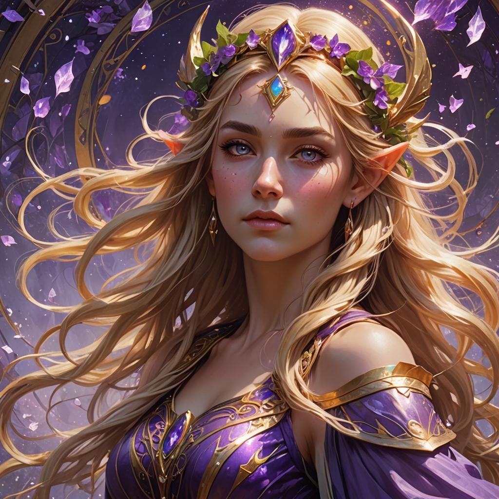 Ethereal Elven Goddess Portrait in Hyperdetailed Digital Art