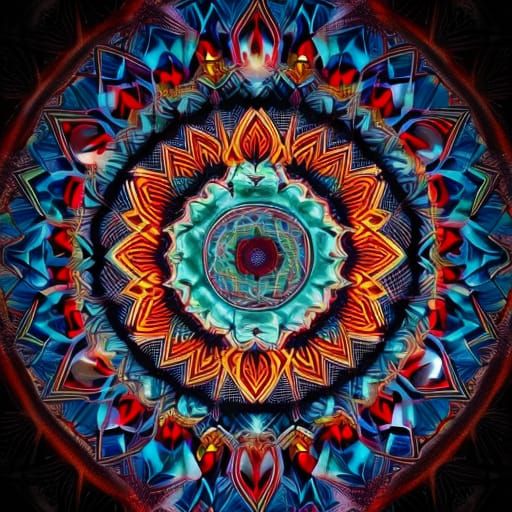 Intricate Mandala with Geometric Patterns in HDR