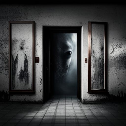 Creepy Ghostface with Black Eyes at Window