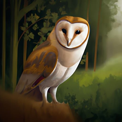 Minimalist 3D Barn Owl in Forest Cel Shaded
