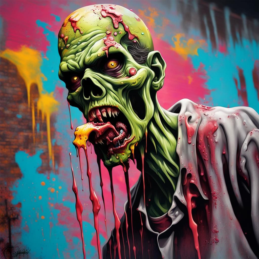 Zombie Graffiti Splash Art in Street Style