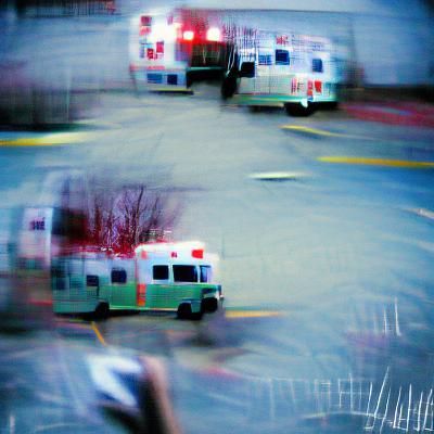 Surreal Ambulance Serenade in a Chaotic Scene