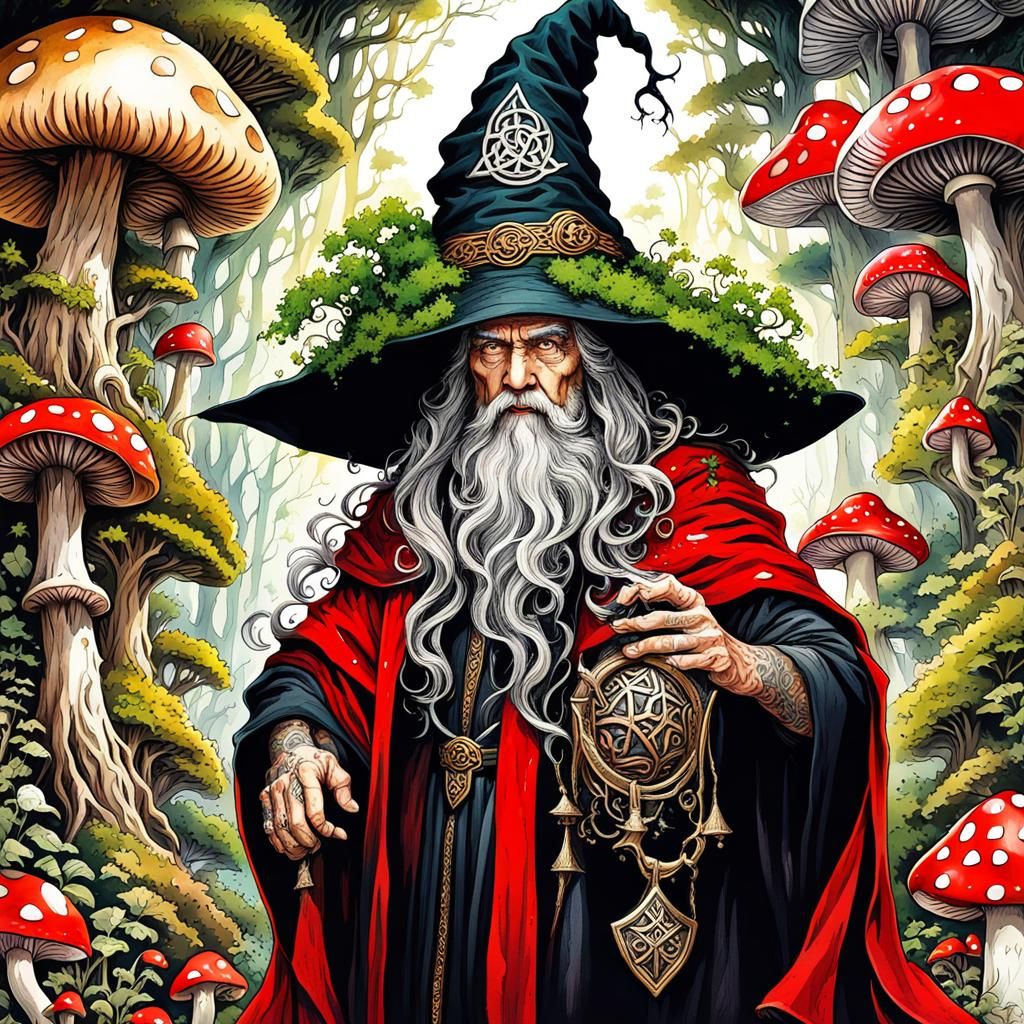 High Gothic Wizard in Forest Library