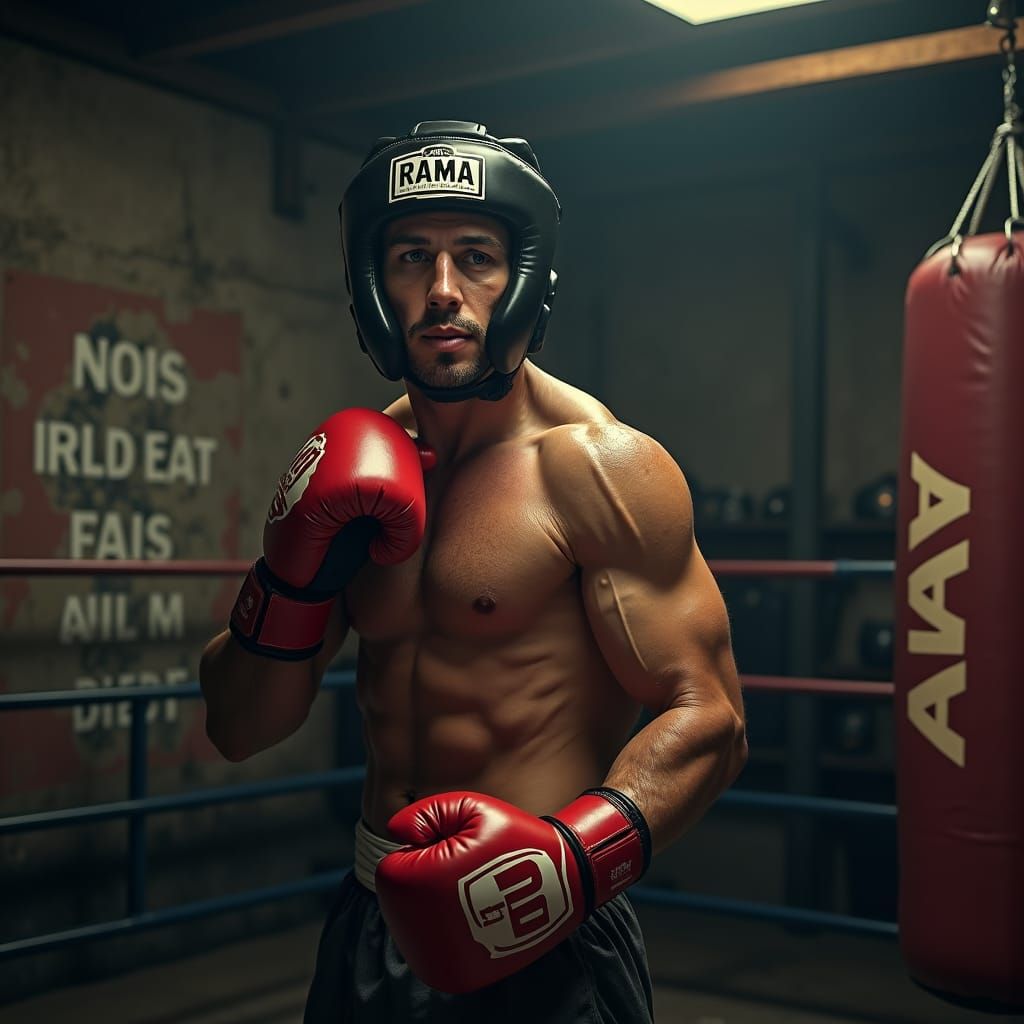 Intense Athlete Training in Gritty Boxing Gym: 3D Render