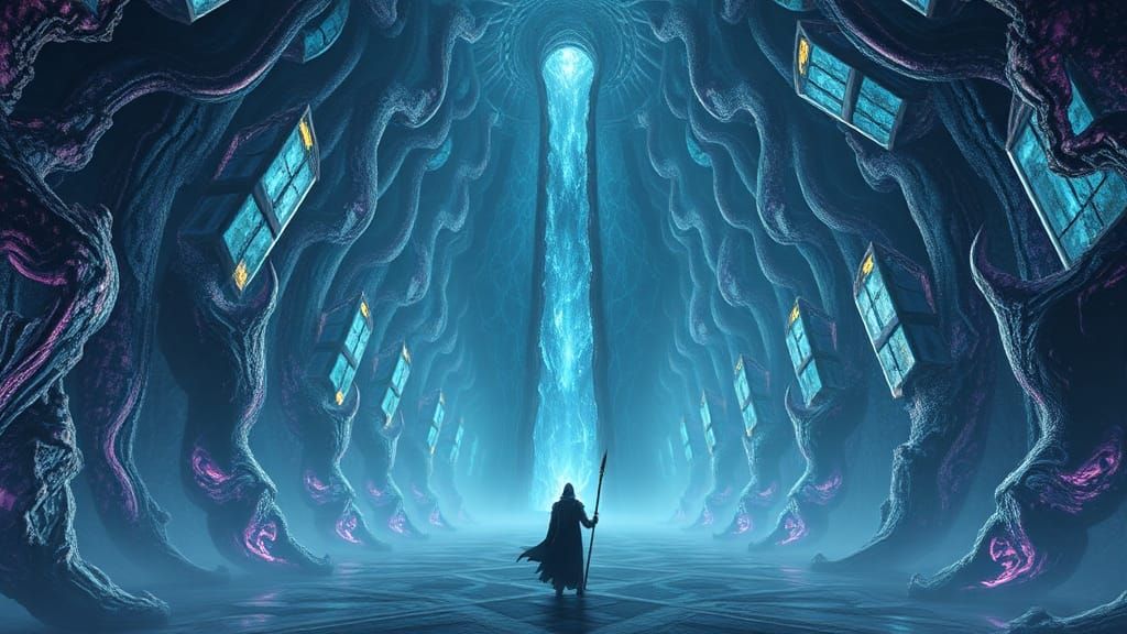 Tzeentch in Fractal Labyrinth Inspired by Beksiński