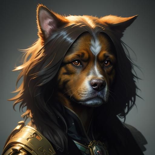 Dog and Cat Portrait in Hyperdetailed Style