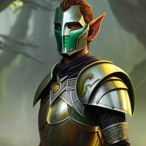 Wood Elf Knight Portrait in Fantasy Art Style