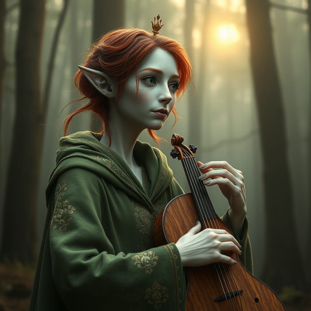 Enchanting Forest Elf Musician Portrait