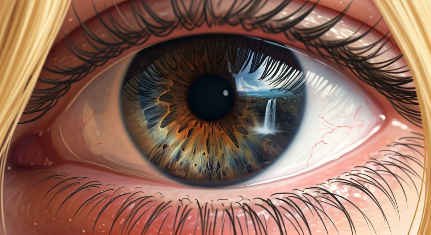 Eye Reflecting Irish Coast in Dreamy Anime Style