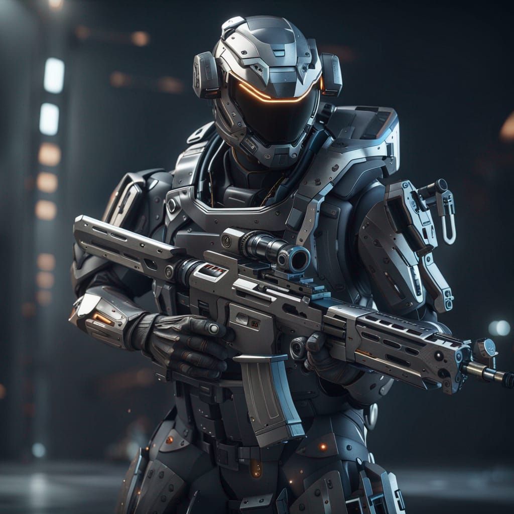 Futuristic Mecha Soldier in Call of Duty Style