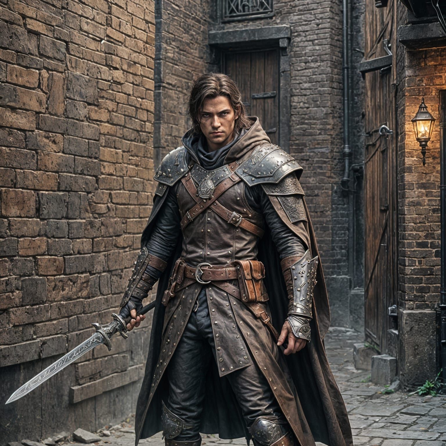 Hyperrealistic Ranger in Dark Alley Concept Art