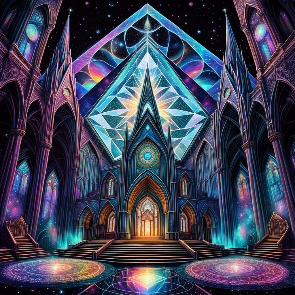 Cosmic Diamond Cathedral in Astral Holographic Style