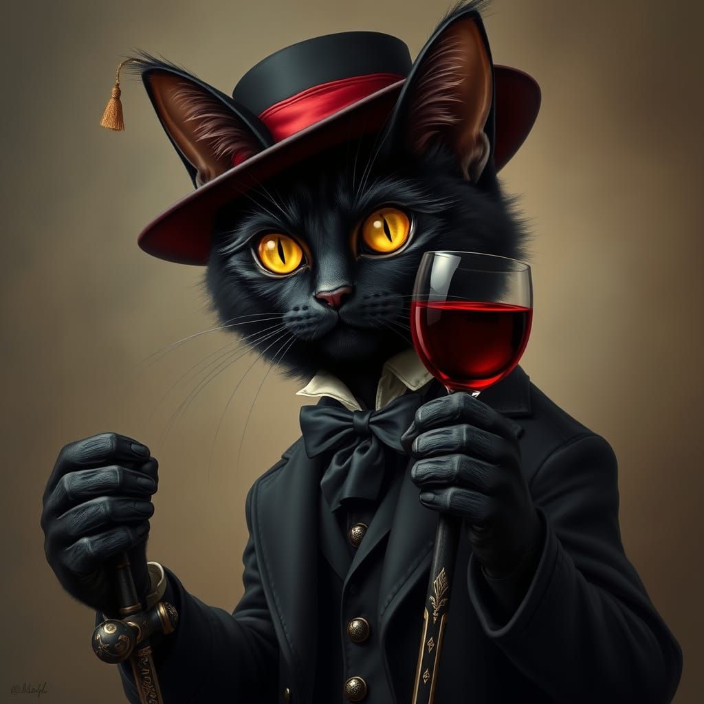 Elegant Feline Noble in 19th-Century Attire
