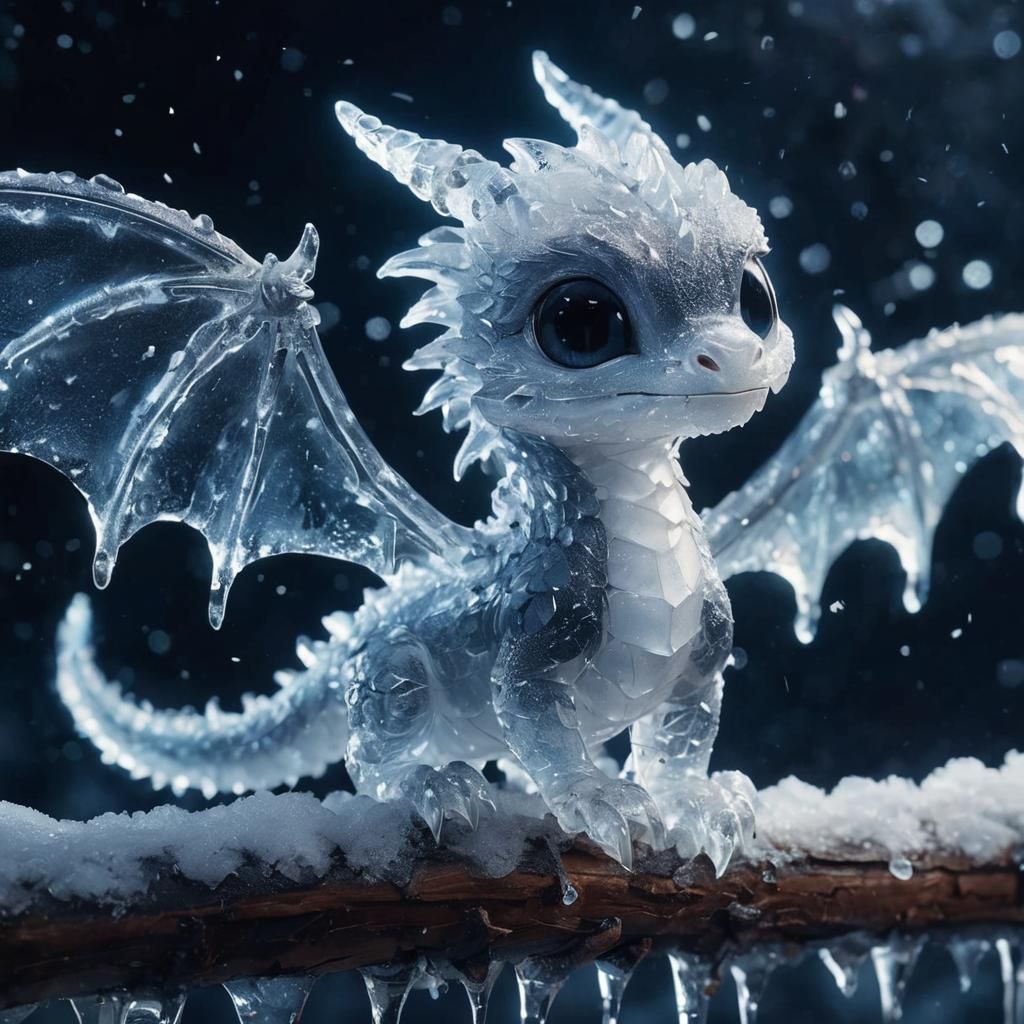 Adorable Transparent Ice Dragon Macro Shot