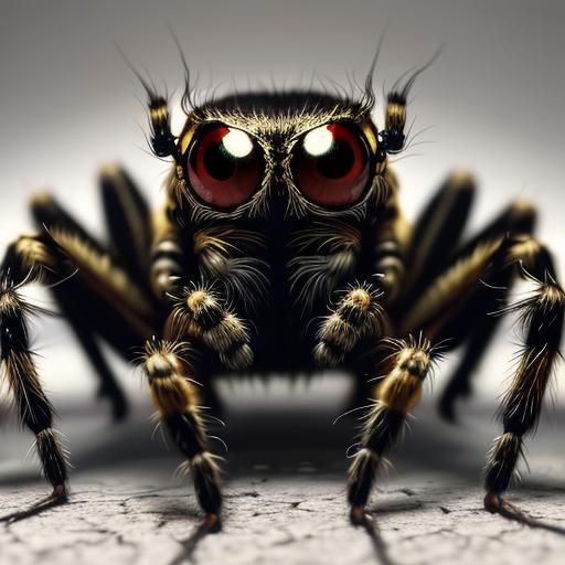 Hyperrealistic Jumping Spider in Splash Art Style