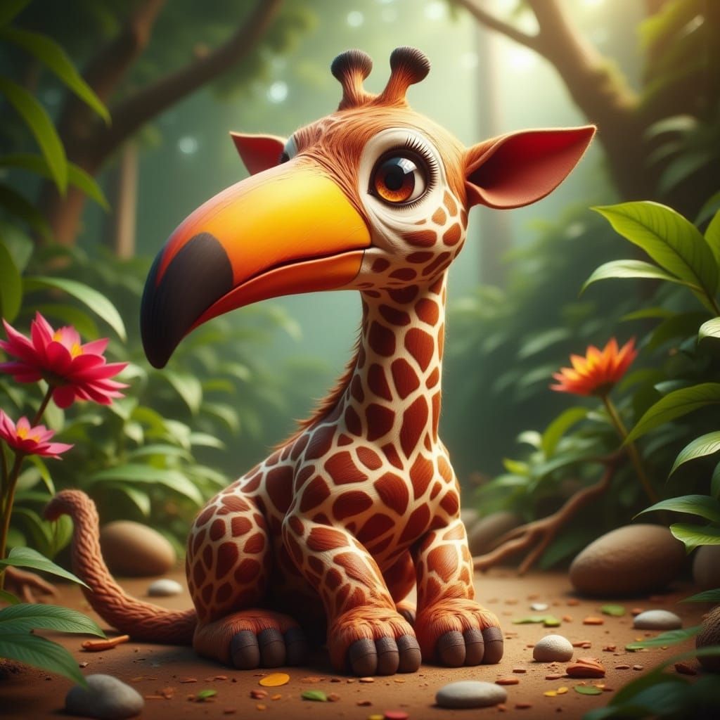 Whimsical Tropical Giraffoucan