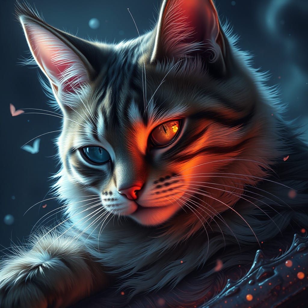 Surreal Fantasy Cat in Vivid Dreamscapes