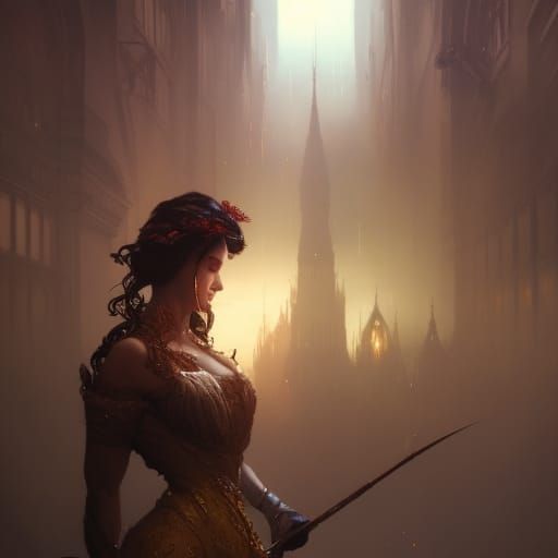 Dark Fantasy Magician in Watercolor Style