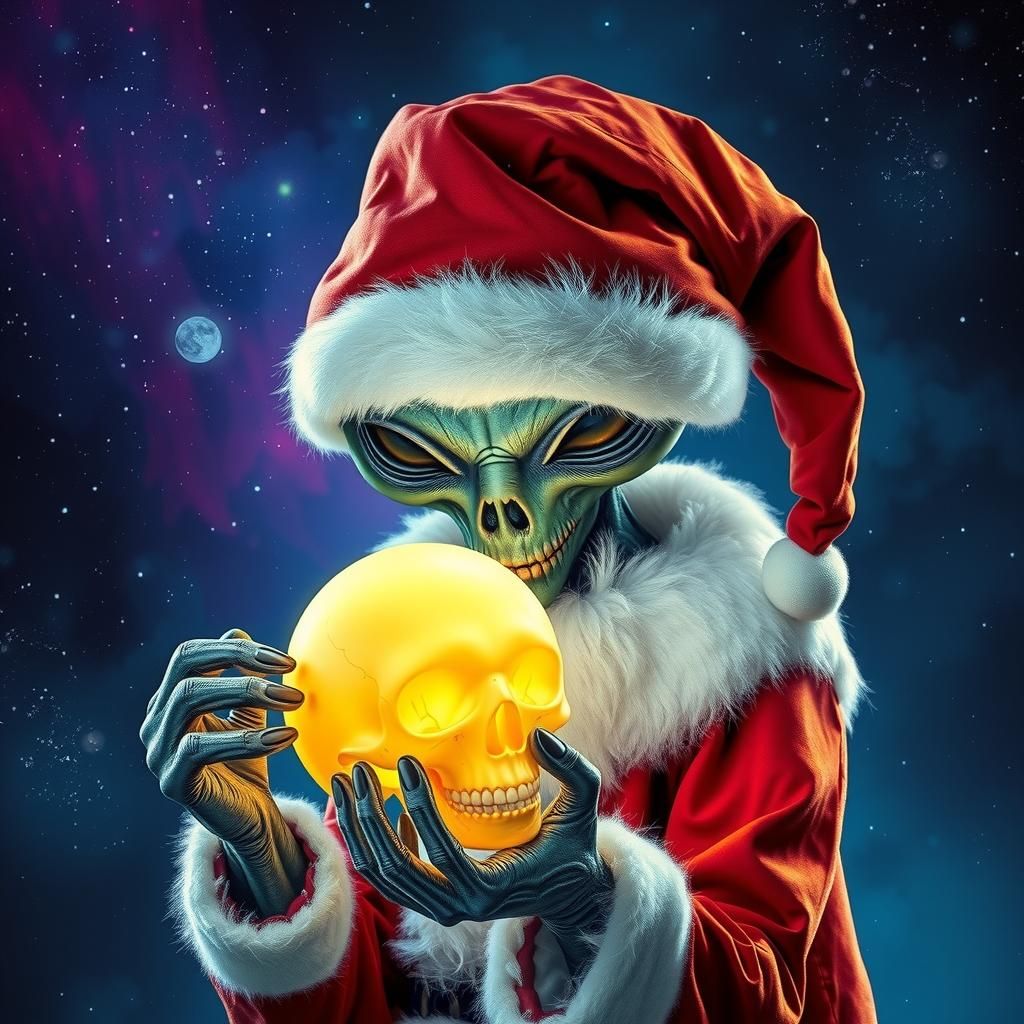 Sci-Fi Santa with Skull: A Gothic Holiday Portrait