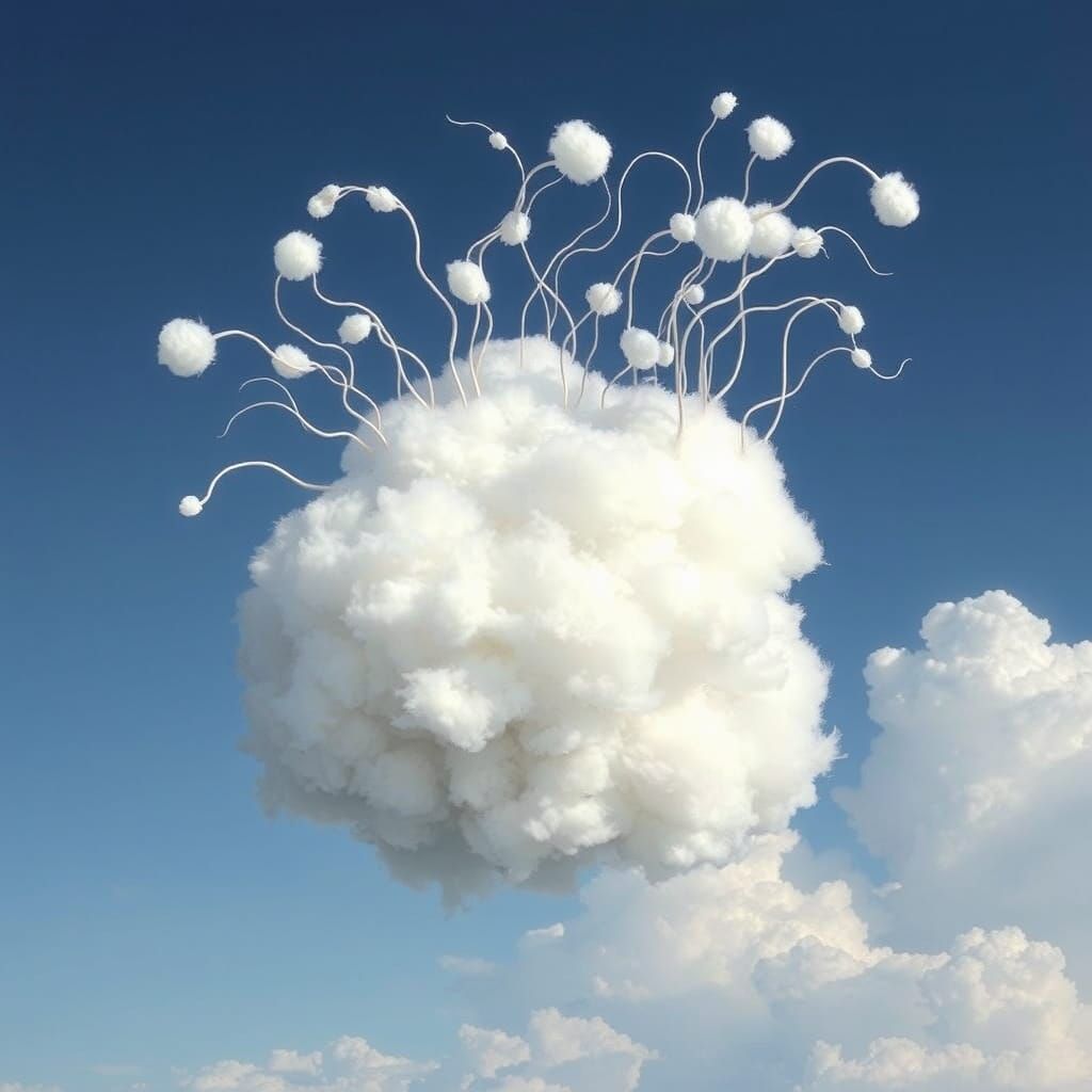 Whimsical Cloud-Formed Head in Dreamy, Ethereal Style