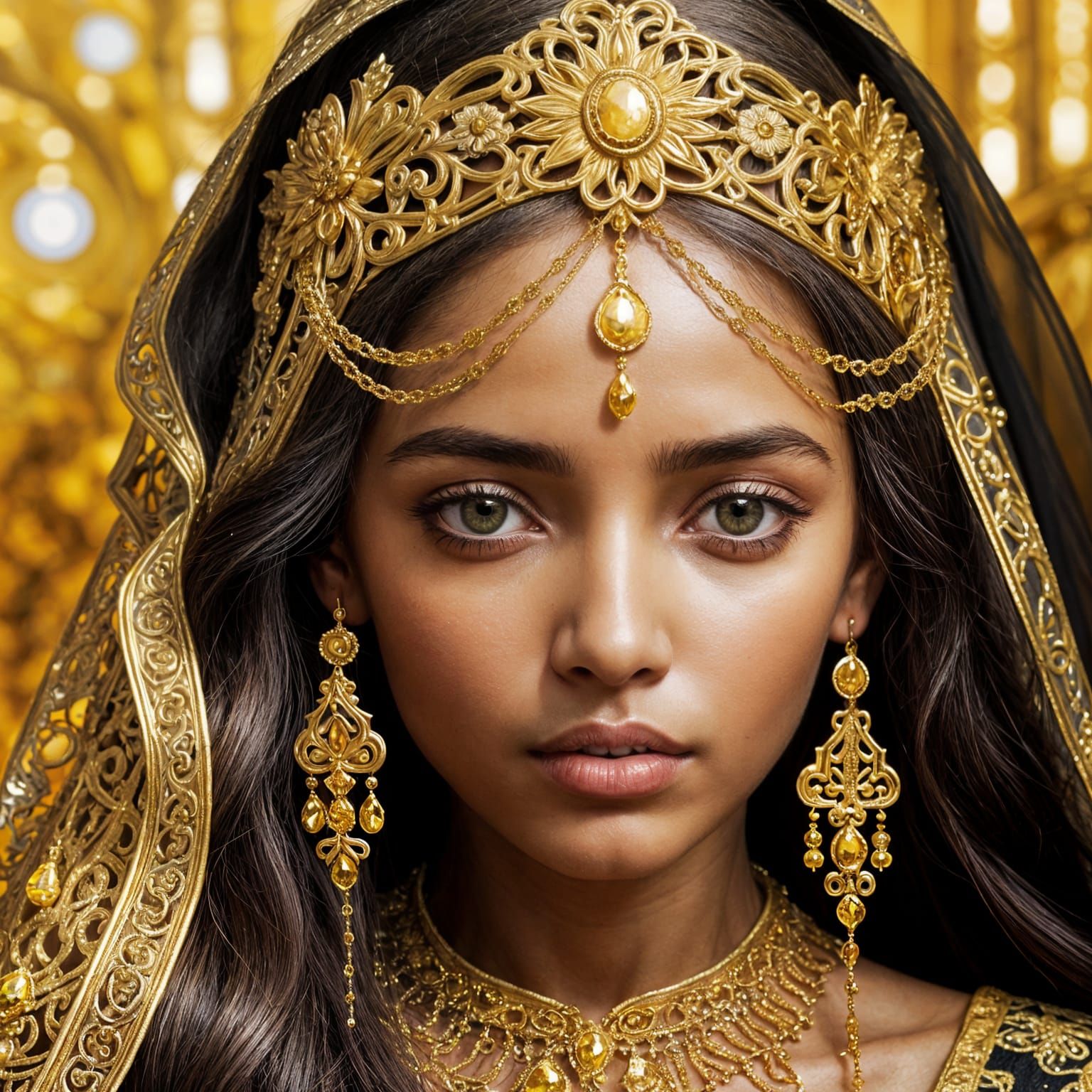 Tsarina Dunka in Golden Kokoshnik with Veil