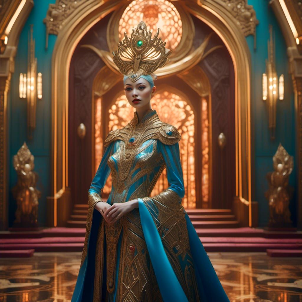 Princess Aura in Opulent Art Deco Setting