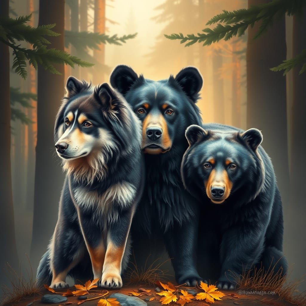 Majestic Canine Hybrid in Forest Landscape