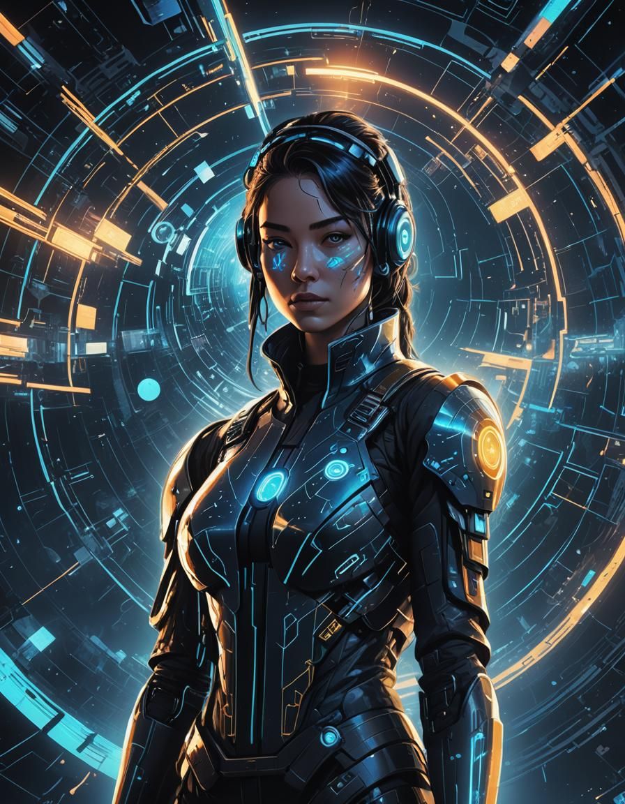 Rogue AI Avatar Controls Star System in Cyberpunk Style