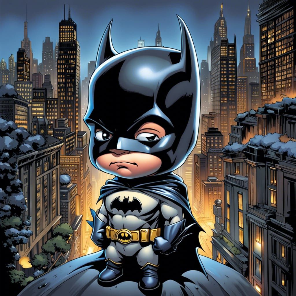 Baby Batman in Gotham City