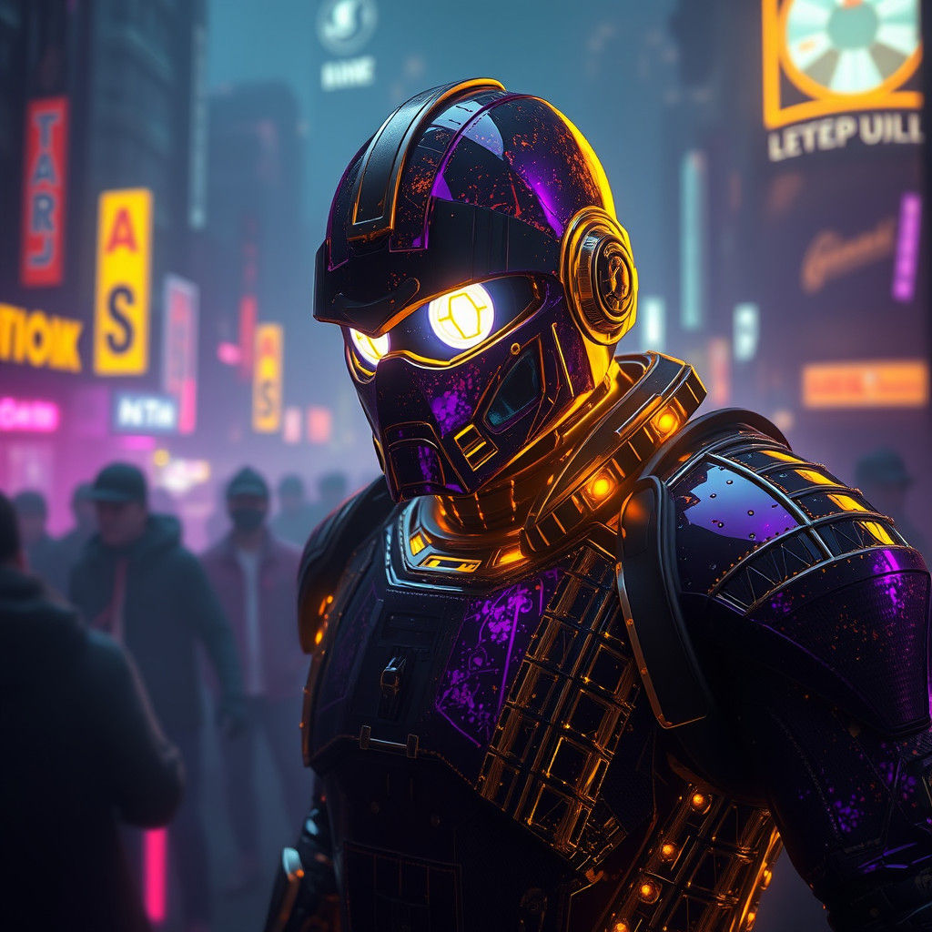 C3PO in Bladerunner Style: Dark Fantasy Concept Art