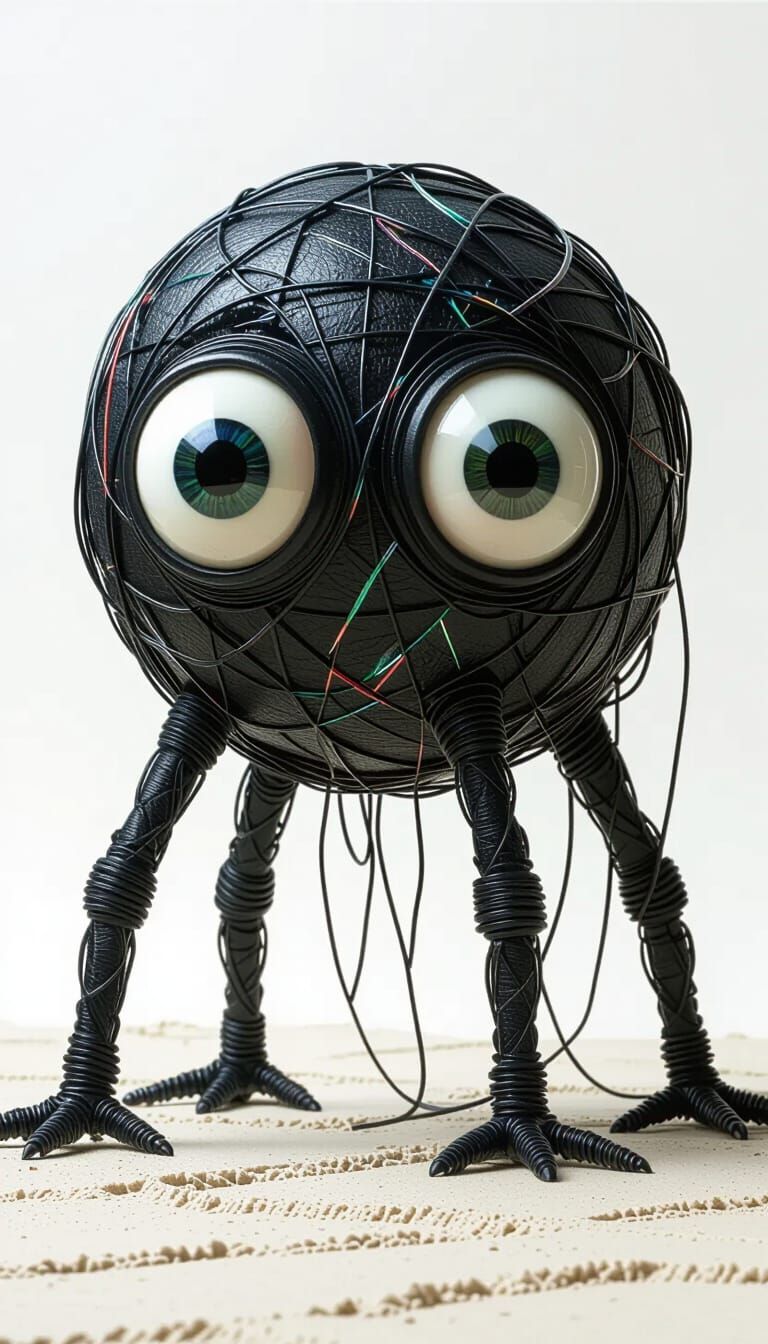 Intriguing Electrical Cord Creature with Bulbous Eyes