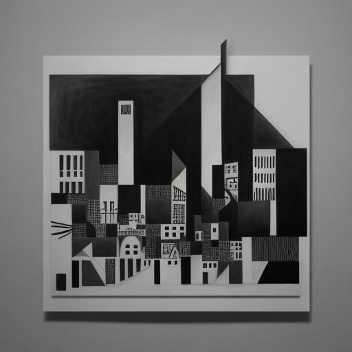 Abstract Cityscape: Modernist Charcoal Drawing in Fauve Styl...