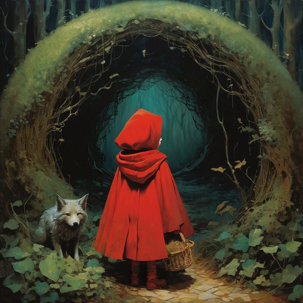 Little Red Riding Hood in Mixed Artistic Styles
