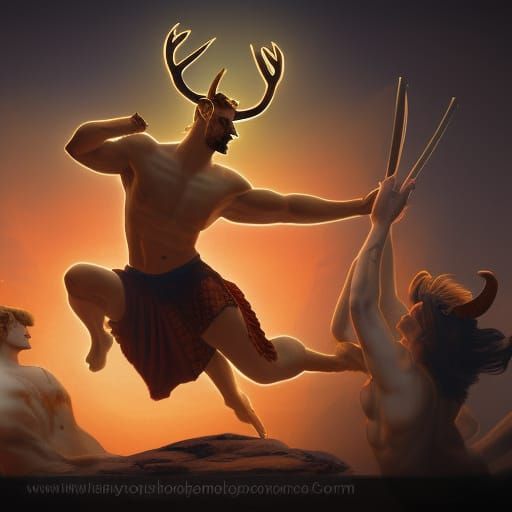 Hercules Captures Artemis' Deer: Hyperrealistic Concept Art