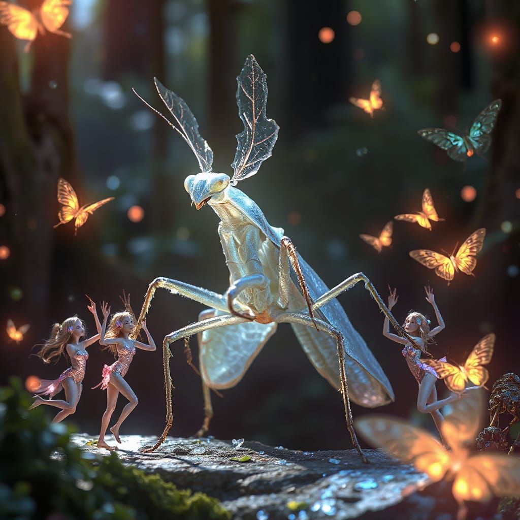 Crystal Mantis in Enchanted Forest