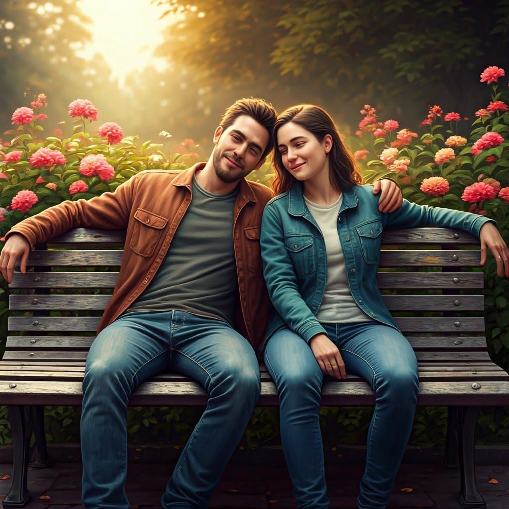 Friends Share Heartfelt Moment on Park Bench