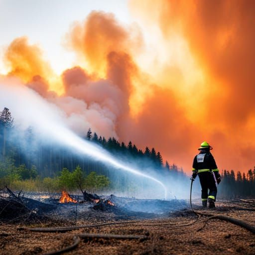 Firefighting Team Battles Forest Fire in Hyperdetailed Actio...