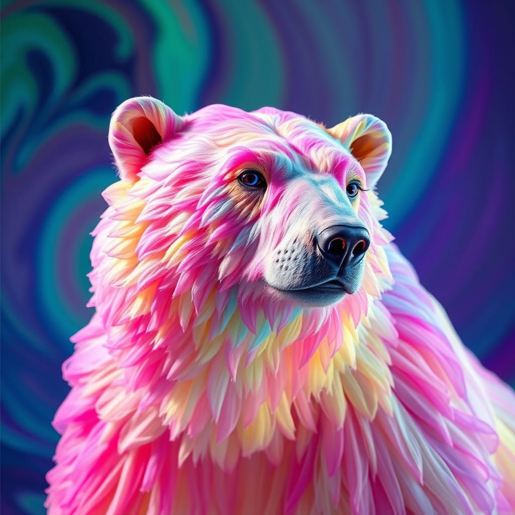 Vibrant Chiffon Polar Bear in Fantasy Style