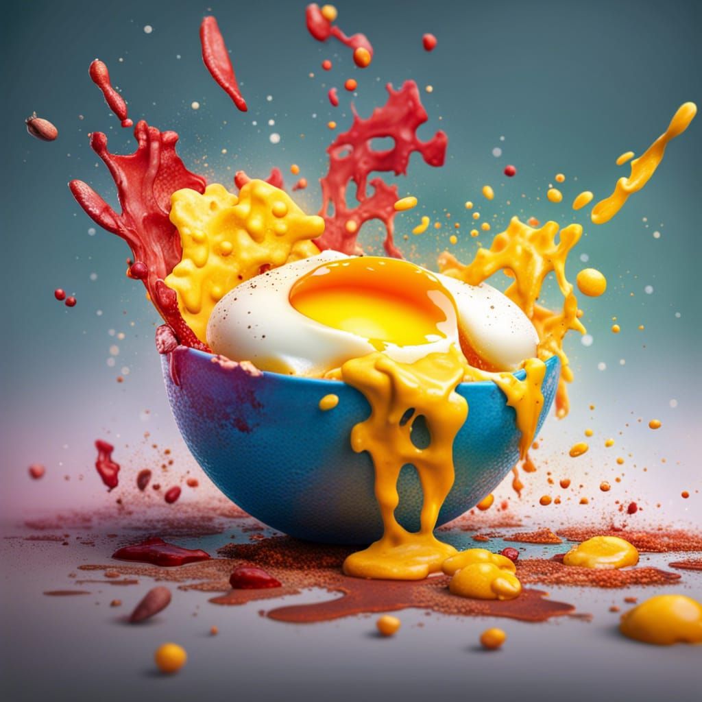 Hyperrealistic Scrambled Eggs in Splash Art Style