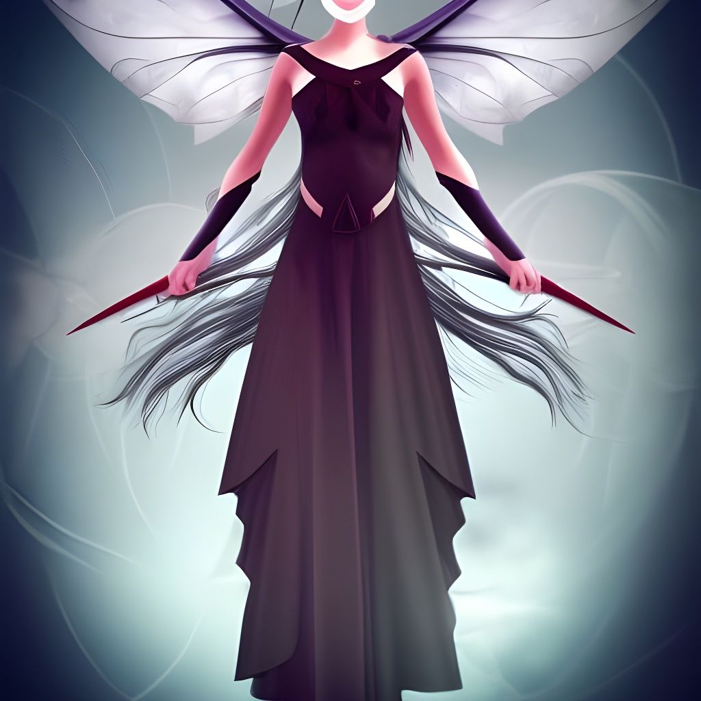 Gothic Fairy Assassin with Red Eyes and Wings