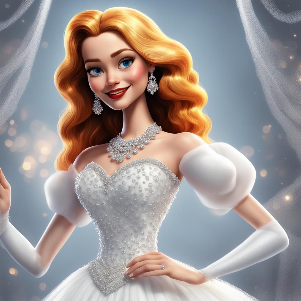 Pop Art Bride in White Rose Garden